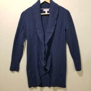 Lilly Pulitzer Sweater Womens Medium Blue 100% Cashmere Cardigan Open Front